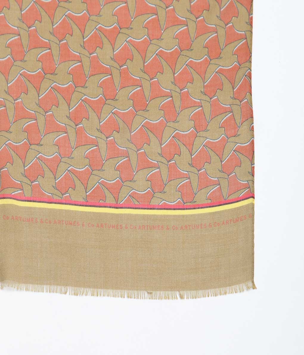 ARTUMES & CO. ''PRINTED SCARF'' (BROWN ORANGE)