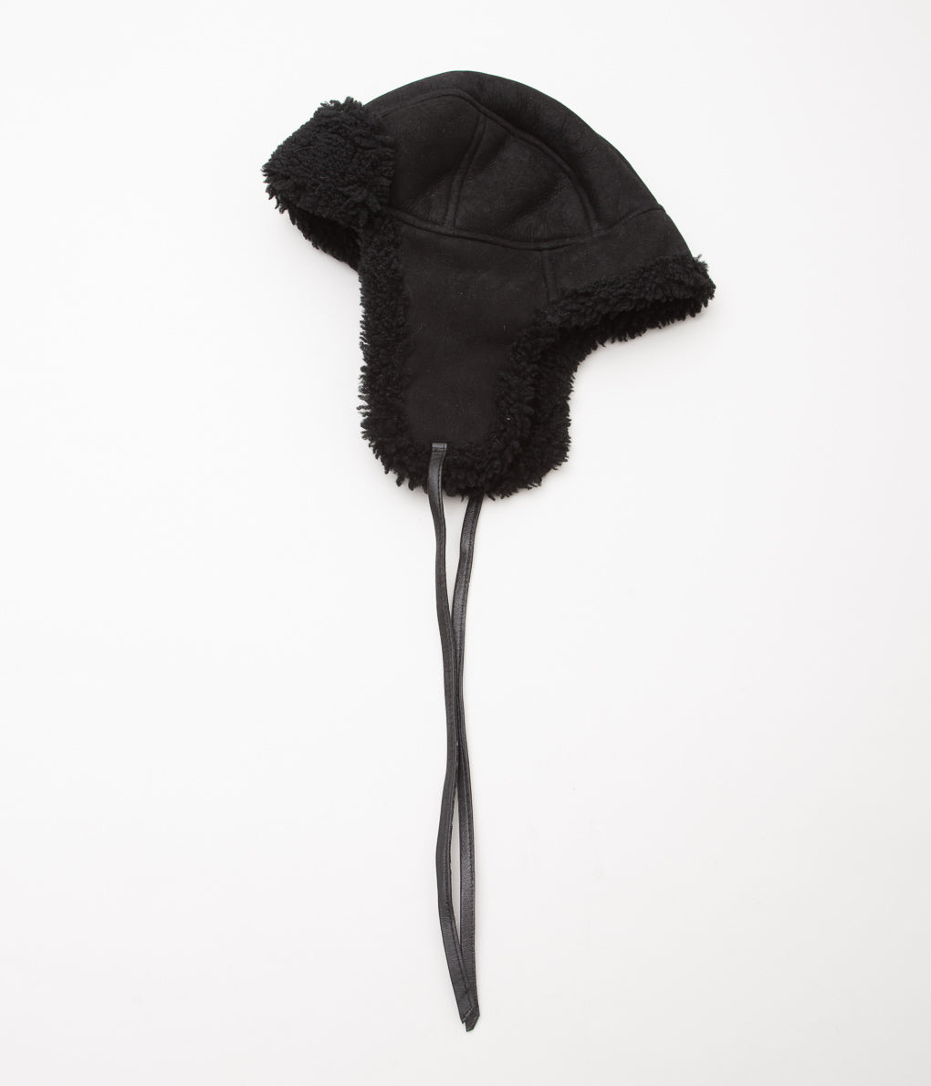 CAWLEY ''SUEDE BACK CURLY HAIR TRAPPER HAT'' (BLACK SUEDE)