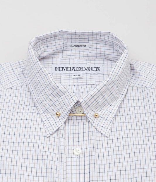 INDIVIDUALIZED SHIRTS ''CLASSIC AMERICAN TATTERSALL PINHOLE SHIRTS'' (BEIGE)