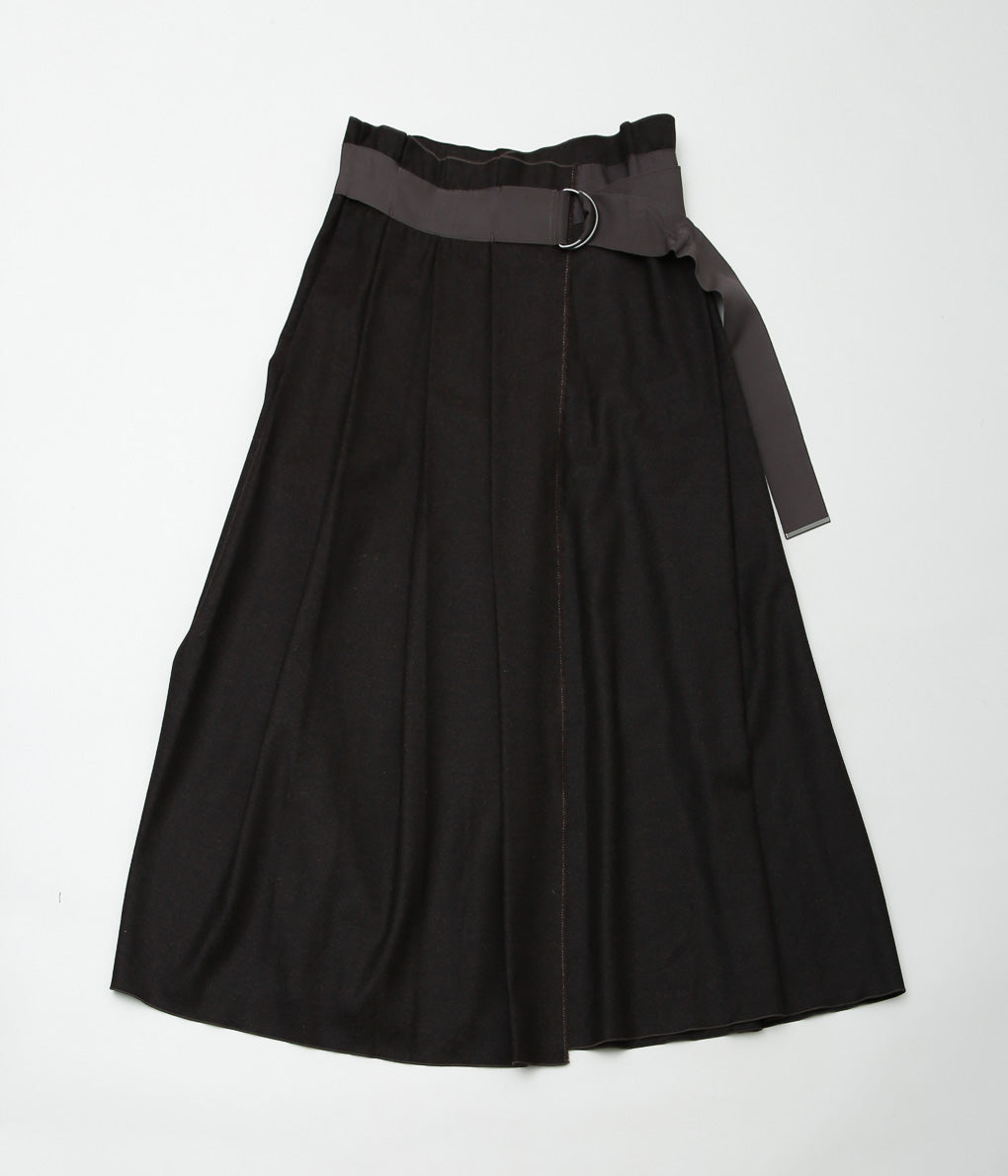 SEYA. ``GATHERED KILT SKIRT'' (CHESTNUT)