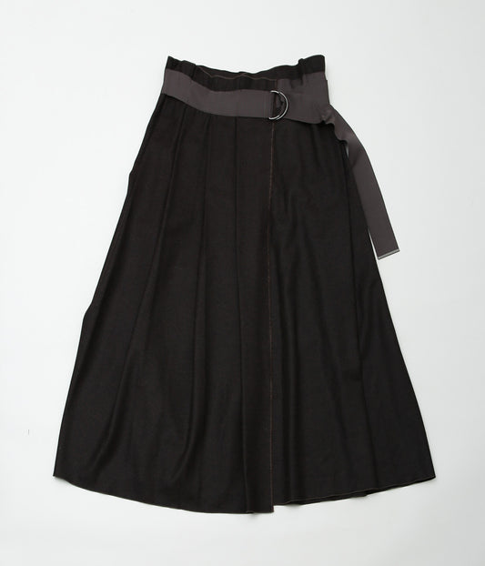 SEYA. ''GATHERED KILT SKIRT'' (CHESTNUT)