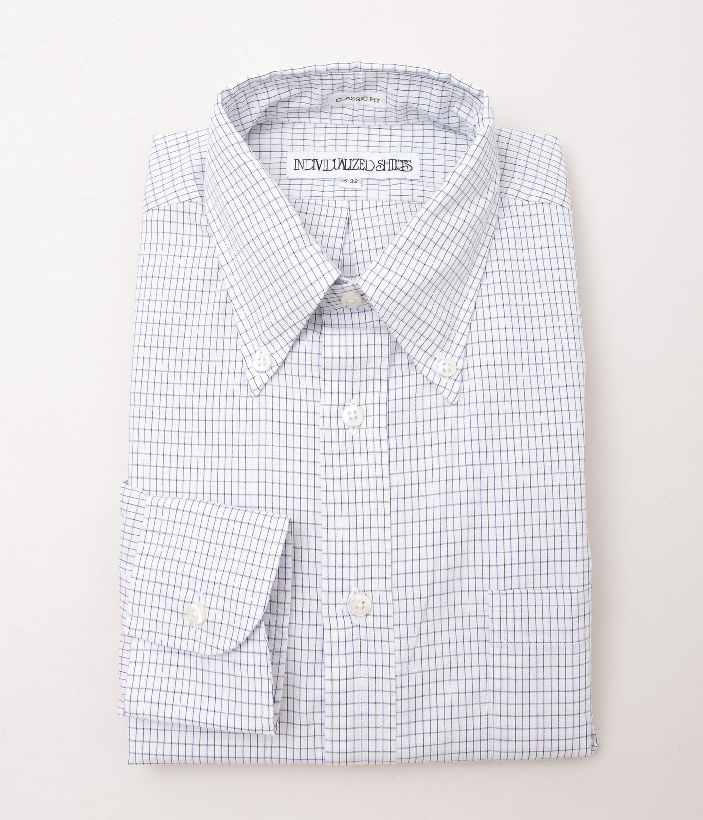 INDIVIDUALIZED SHIRTS "CLASSIC TATTERSALL (CLASSIC FIT BUTTON DOWN SHIRT)" (BLUE/BLACK)