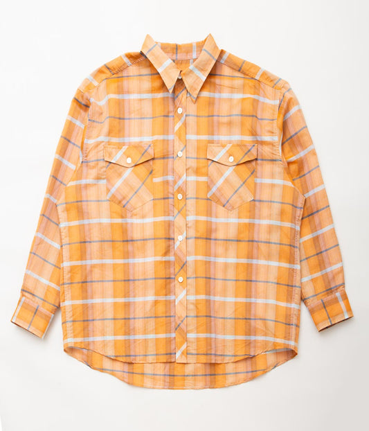 I AM DORK''BIG WORK SHIRT / DEADSTOCK COTTON LINEN''(ORANGE CHECK)