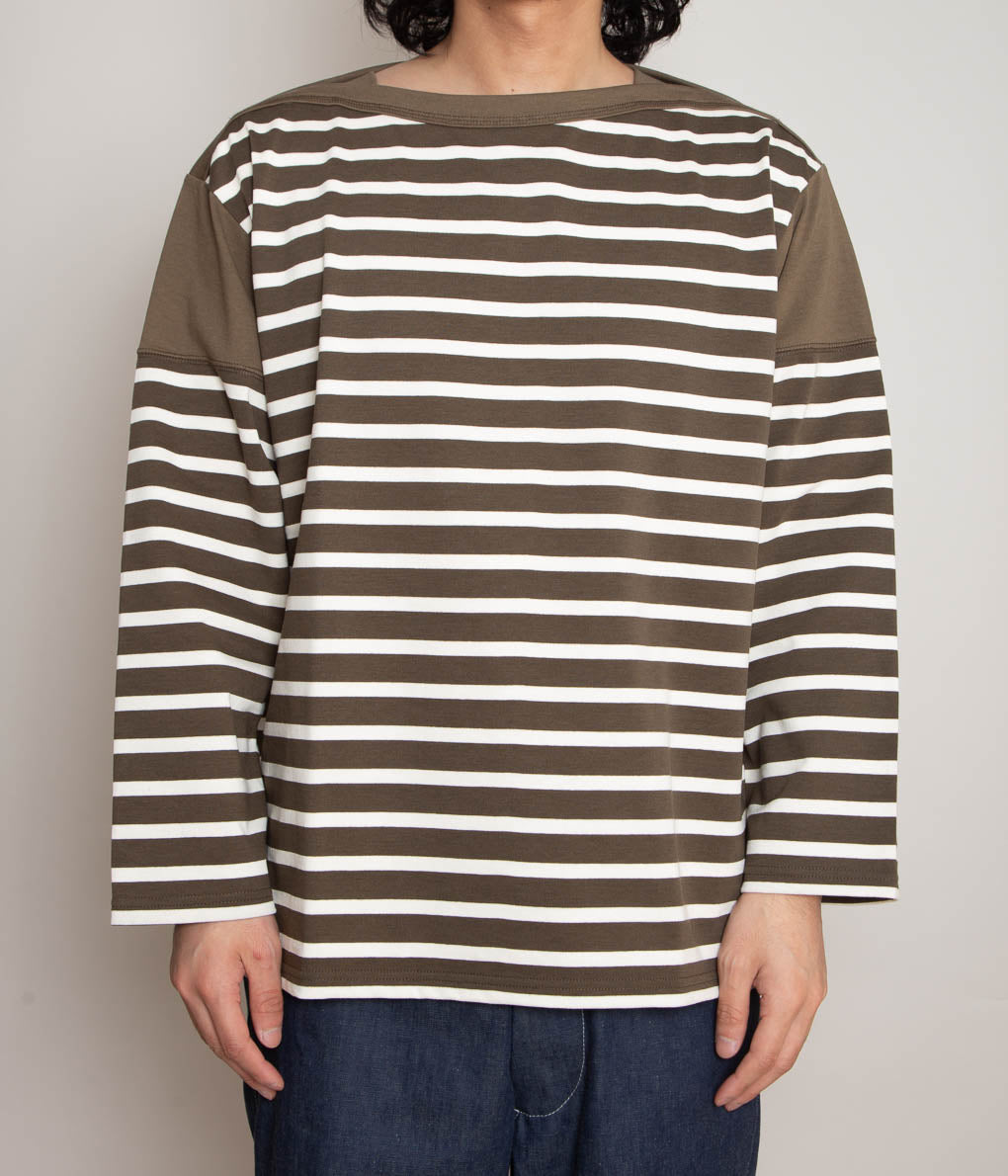 ANSNAM''BORDER BOAT NECK L/S TEE''(BROWN×WHITE) – THE STORE BY MAIDENS