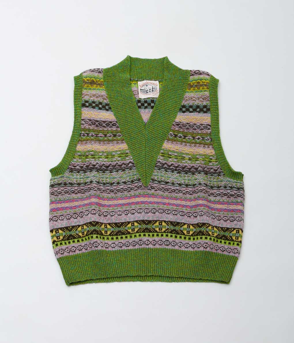 KOTA GUSHIKEN ''JAMIESON’ S × KOTA GUSHIKEN REVERSED STITCH VEST'' (GREEN)