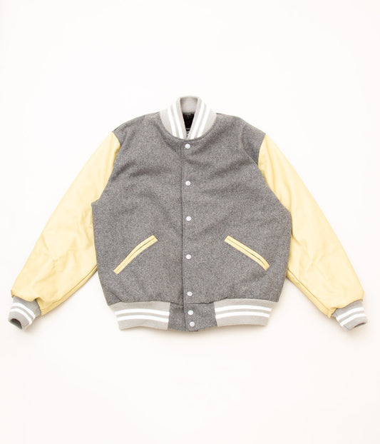 SETTLEMIERS"LEATHER SLEEVE VARSITY JACKET"(GRAY×BONE)