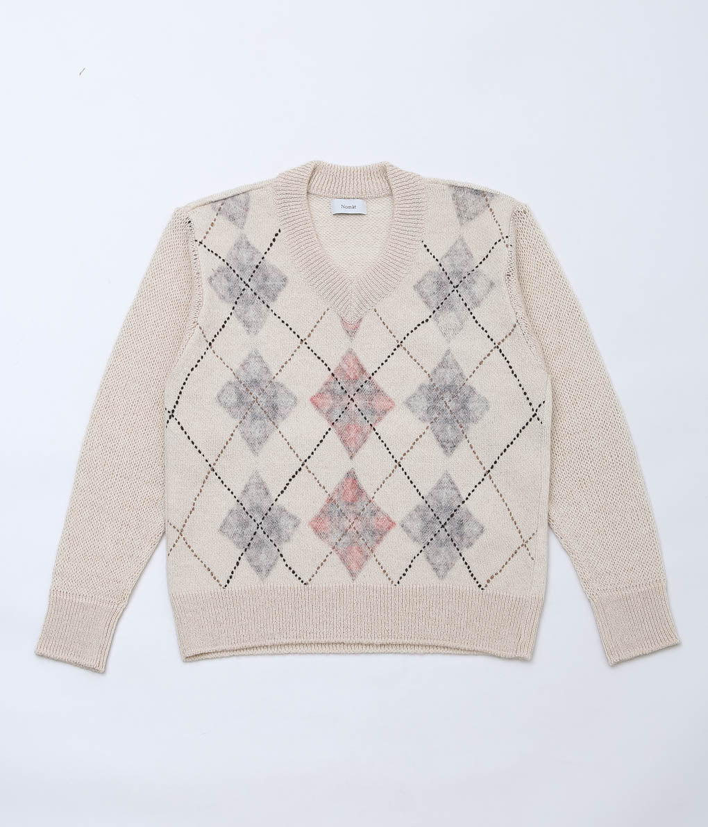 NOMAT ''ARGYLE REVERSIBLE SWEATER'' (ECRU)