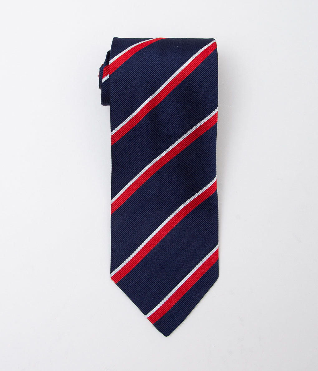 INDIVIDUALIZED ACCESSORIES ``REGIMENTAL STRIPE TIE'' (NAVY/SILVER/RED)