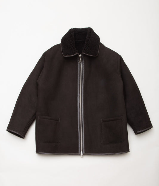 CAWLEY ''SUEDE BACK CURLY HAIR ZIP UP MICHAEL JACKET'' (CHOCOLATE SUEDE)