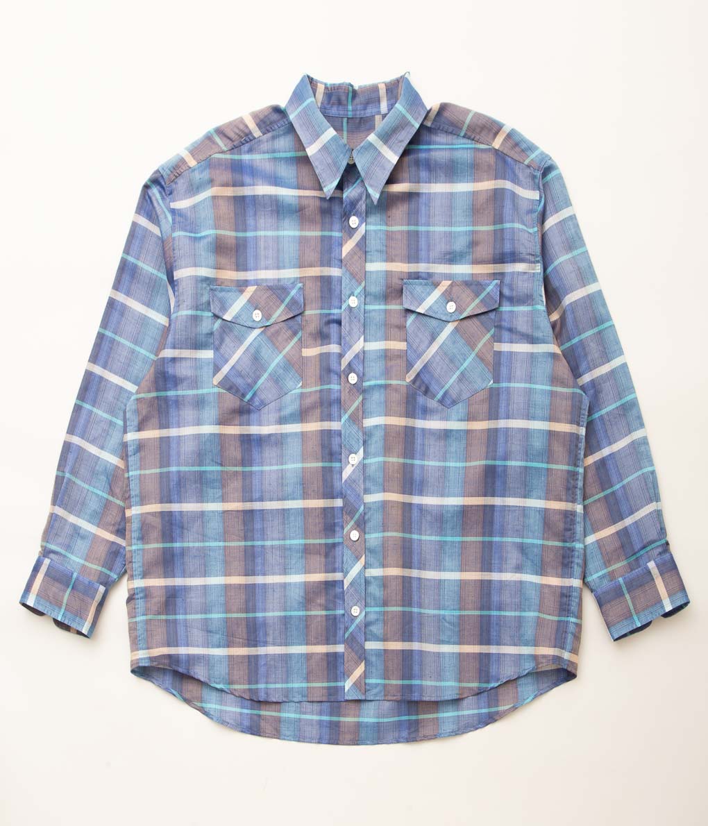 I AM DORK''BIG WORK SHIRT / DEADSTOCK COTTON LINEN''(BLUE CHECK)