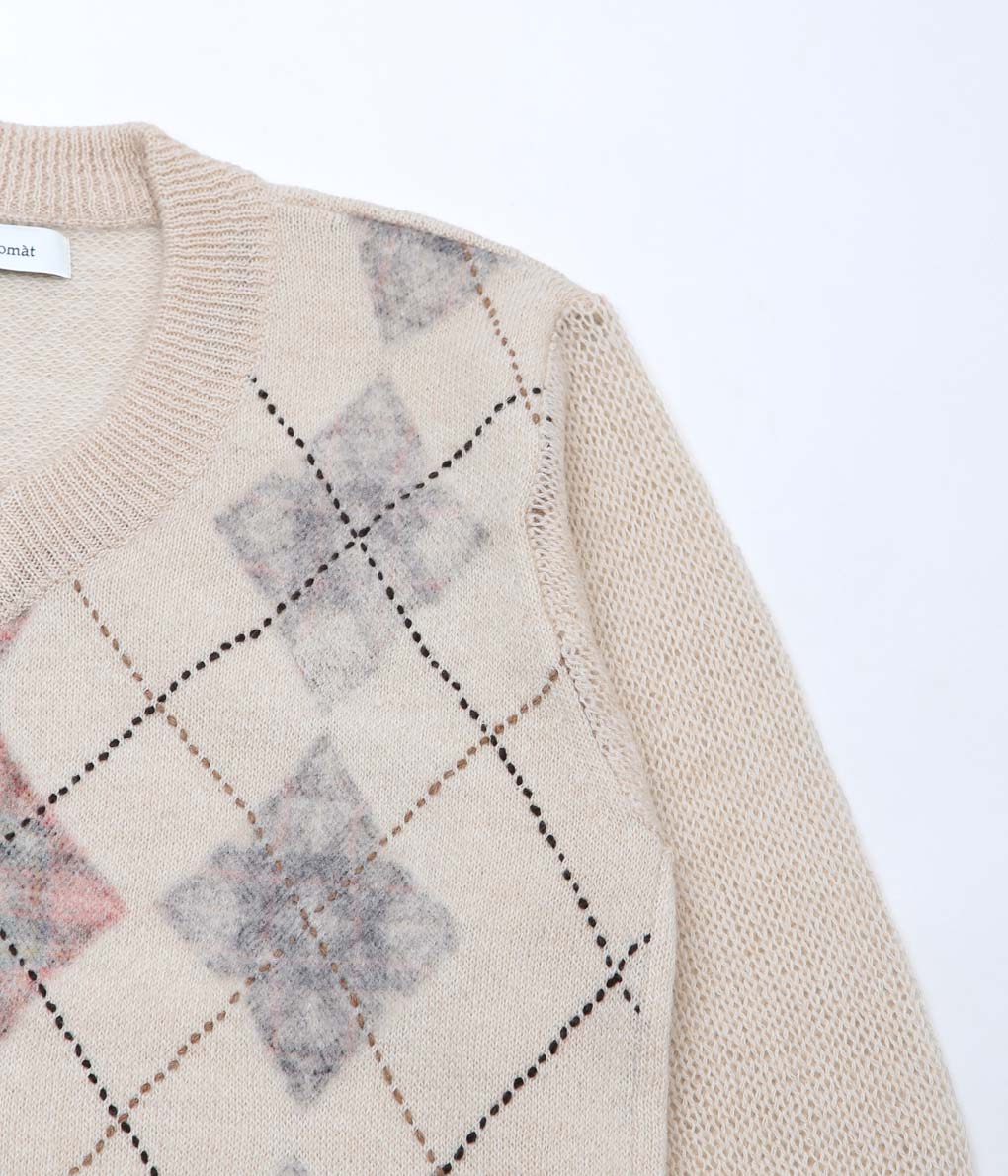 NOMAT ''ARGYLE REVERSIBLE SWEATER'' (ECRU)