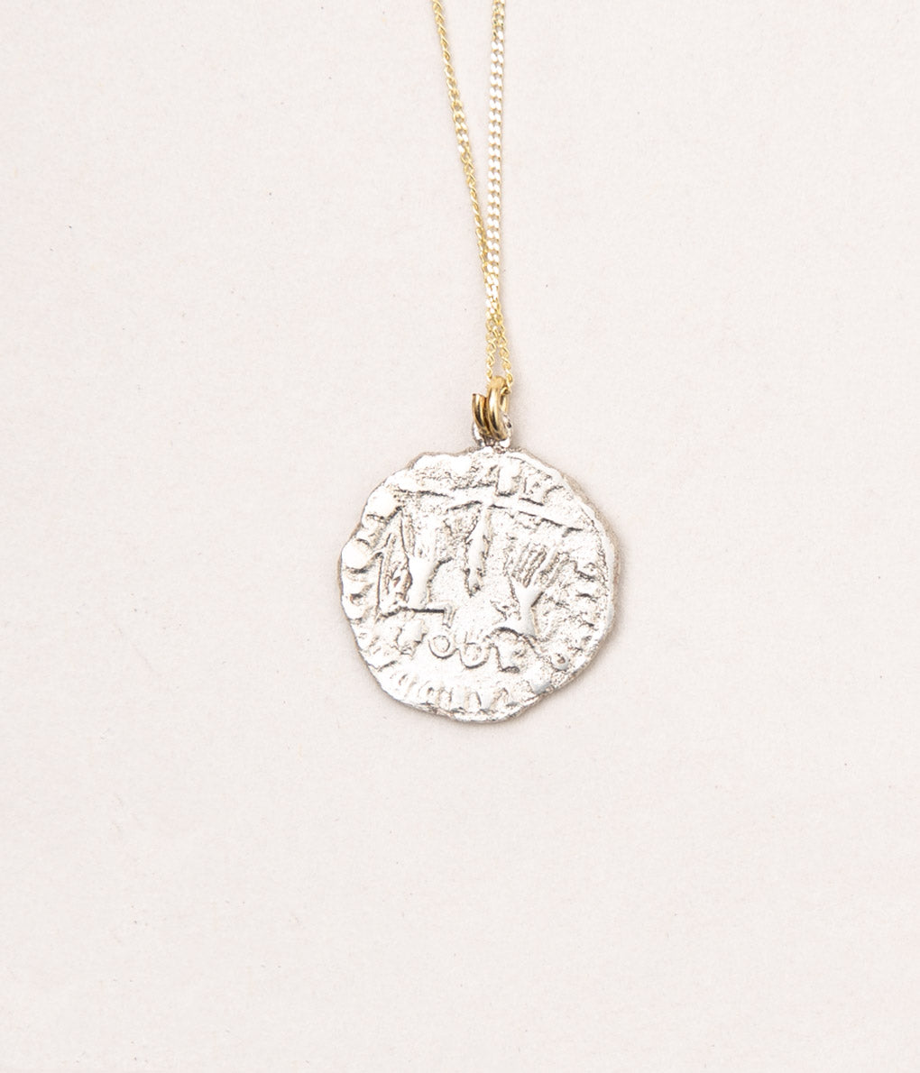 ORNAMENT&CRIME "ROMAN COIN NEW SERIES NECKLACES SILVER WITH 9K GOLD"(SILVER WITH 9K GOLD)