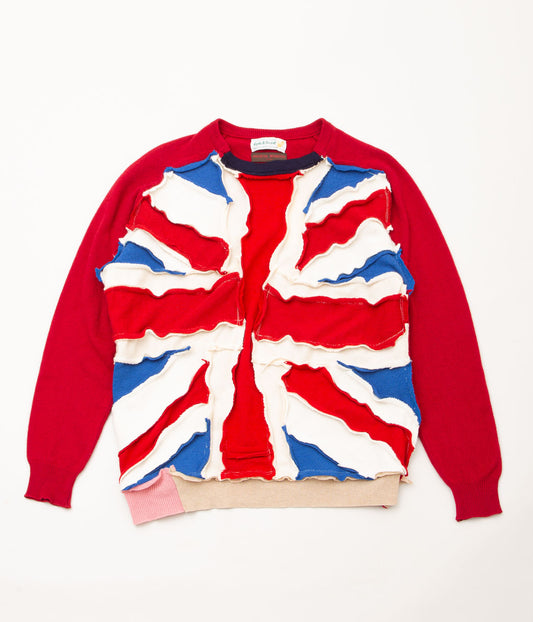 SHINYA NOMOTO"HANDMADE PATCHWORK UNION JACK CASHMERE SWEATER"(BURGUNDY)