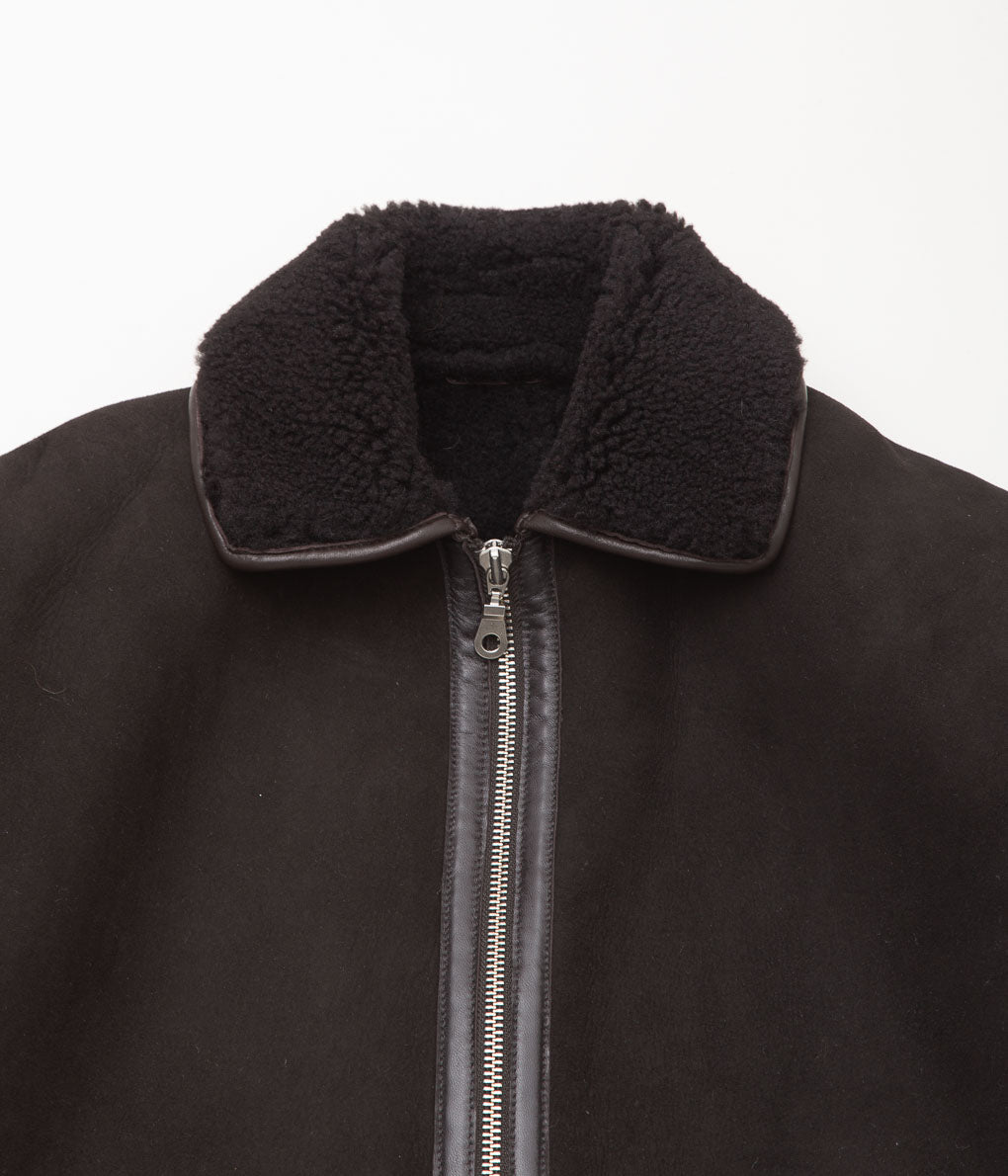 CAWLEY ''SUEDE BACK CURLY HAIR ZIP UP MICHAEL JACKET'' (CHOCOLATE SUEDE)