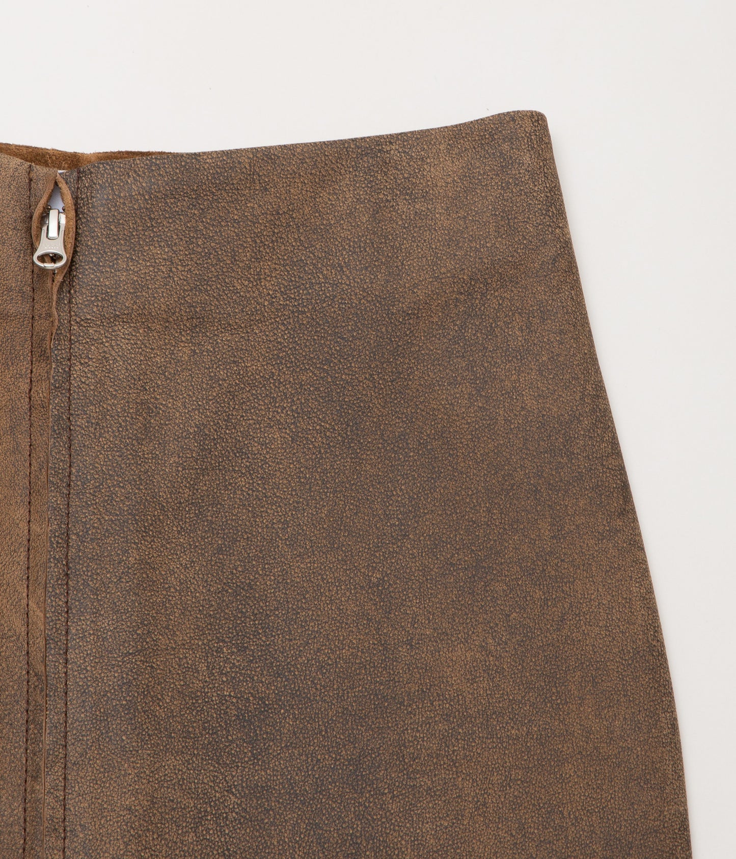 GABRIELA COLL GARMENTS ''NO.296 LEATHER PANEL SKIRT'' (BROWN LEATHER)