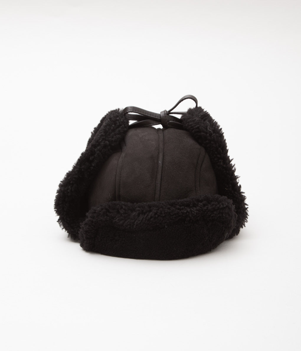 CAWLEY ''SUEDE BACK CURLY HAIR TRAPPER HAT'' (CHOCOLATE SUEDE)