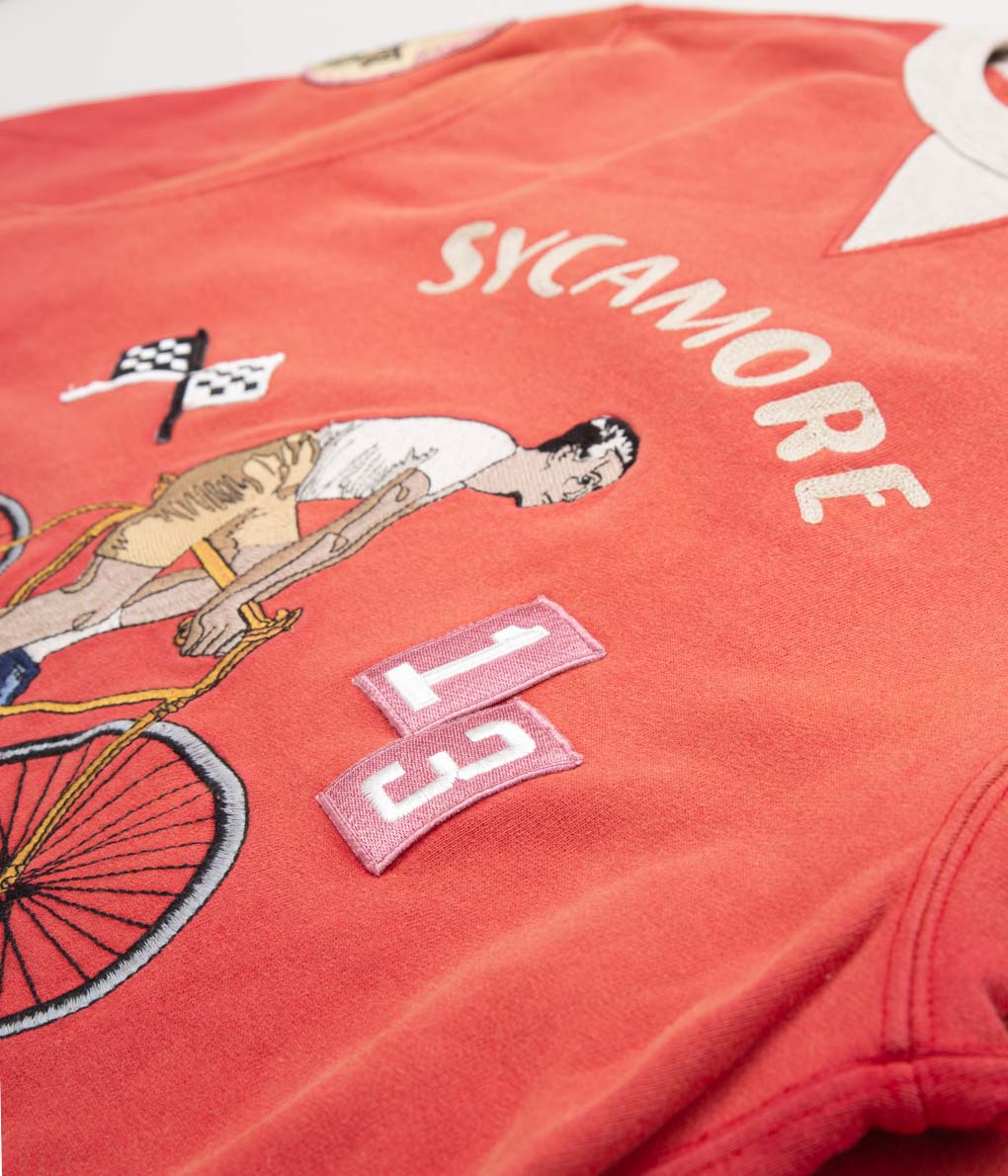 SAMUEL ZELIG "SYCAMORE CYCLING CREWNECK"(VINTAGE RED)