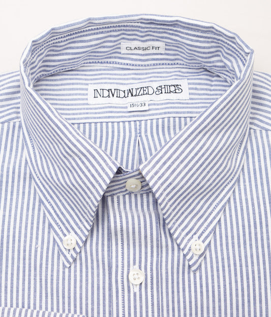 INDIVIDUALIZED SHIRTS "MILTON OXFORD CLASSIC FIT BUTTON DOWN SHIRT"(NAVY STRIPE)