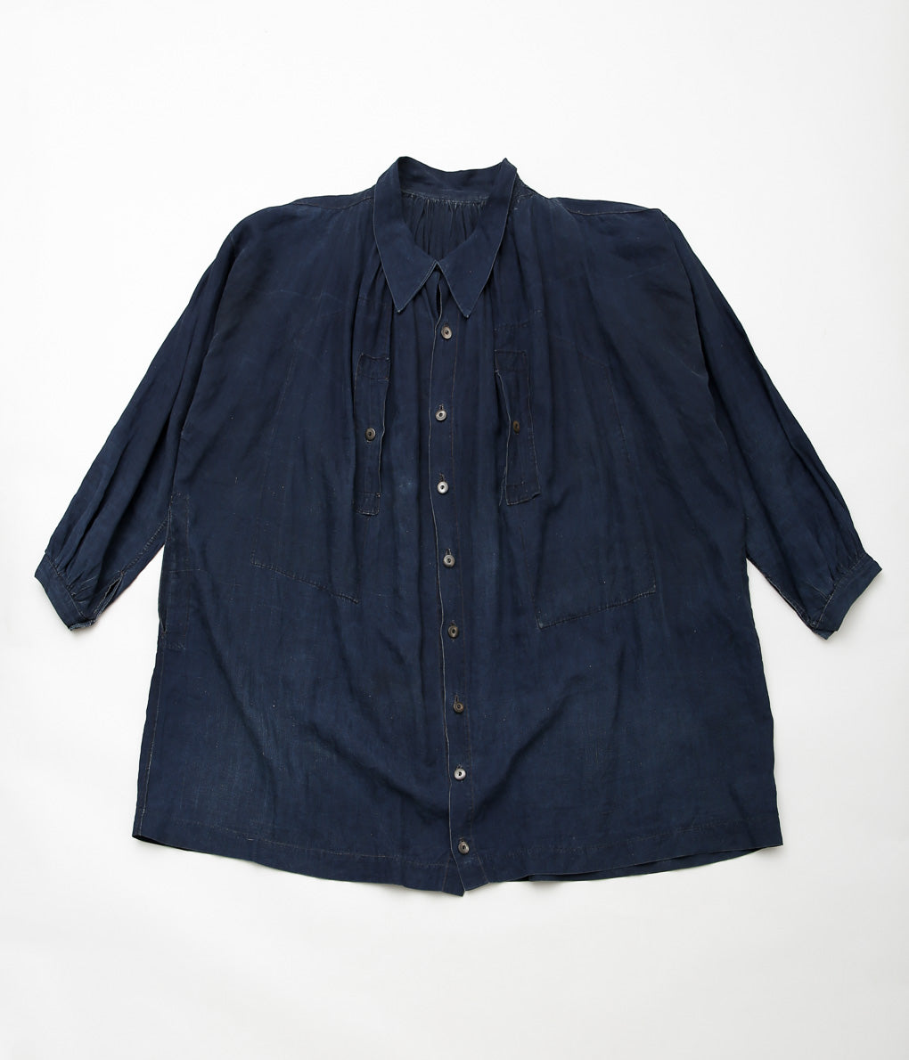 USED&VINTAGE''-30S INDIGO FRENCH LINEN SMOCK''(INDIGO)