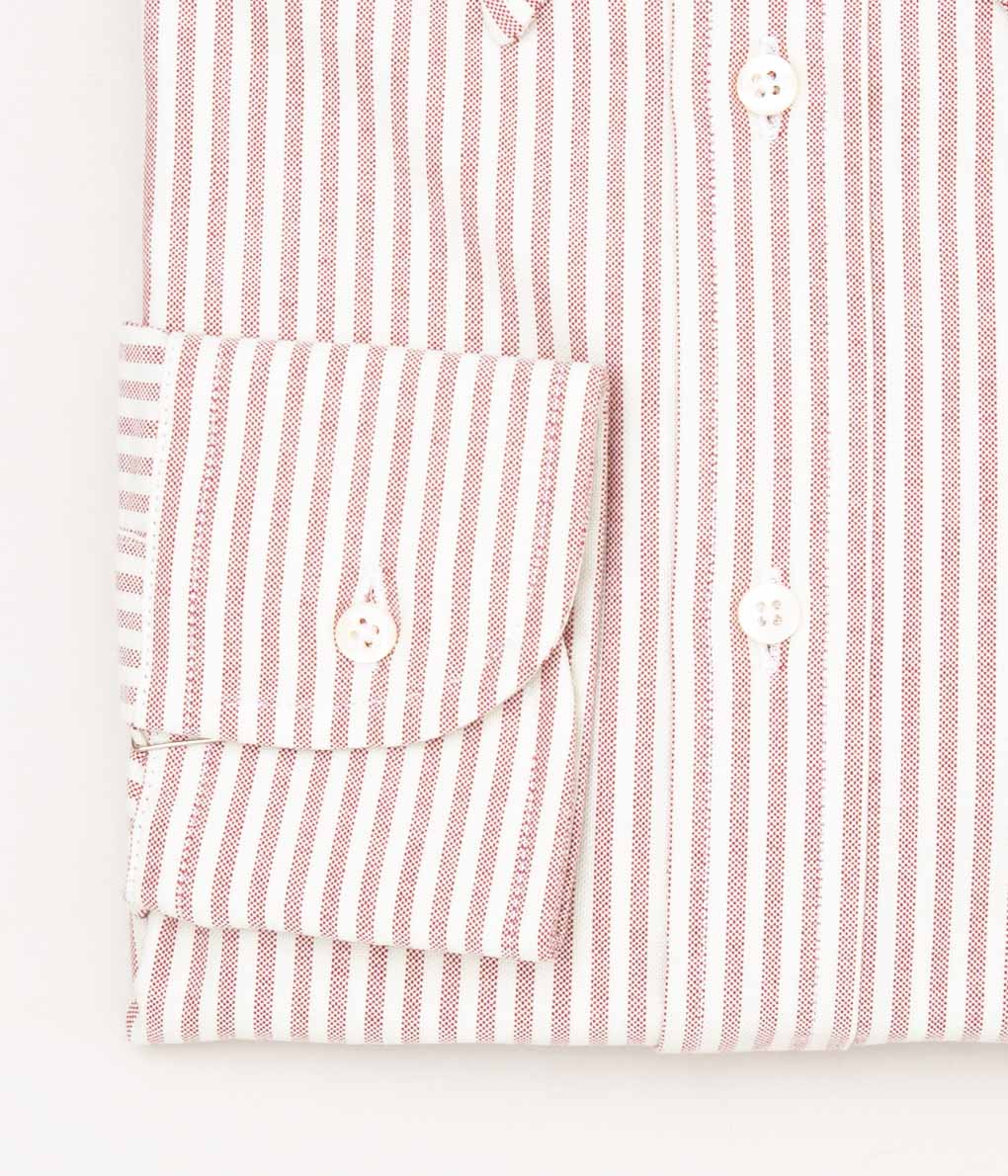 INDIVIDUALIZED SHIRTS "VINTAGE CANDY STRIPE (CLASSIC FIT BUTTON DOWN SHIRT)(IVORY/RED)"