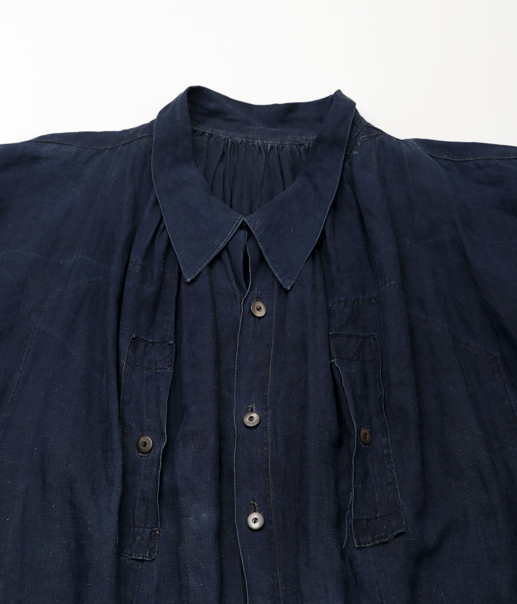 USED&VINTAGE''-30S INDIGO FRENCH LINEN SMOCK''(INDIGO)