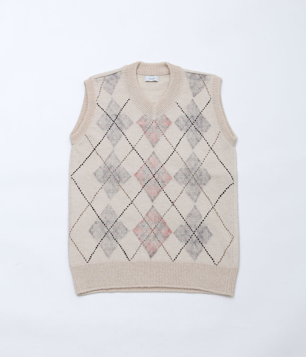 NOMAT ''ARGYLE REVERSIBLE VEST'' (ECRU)