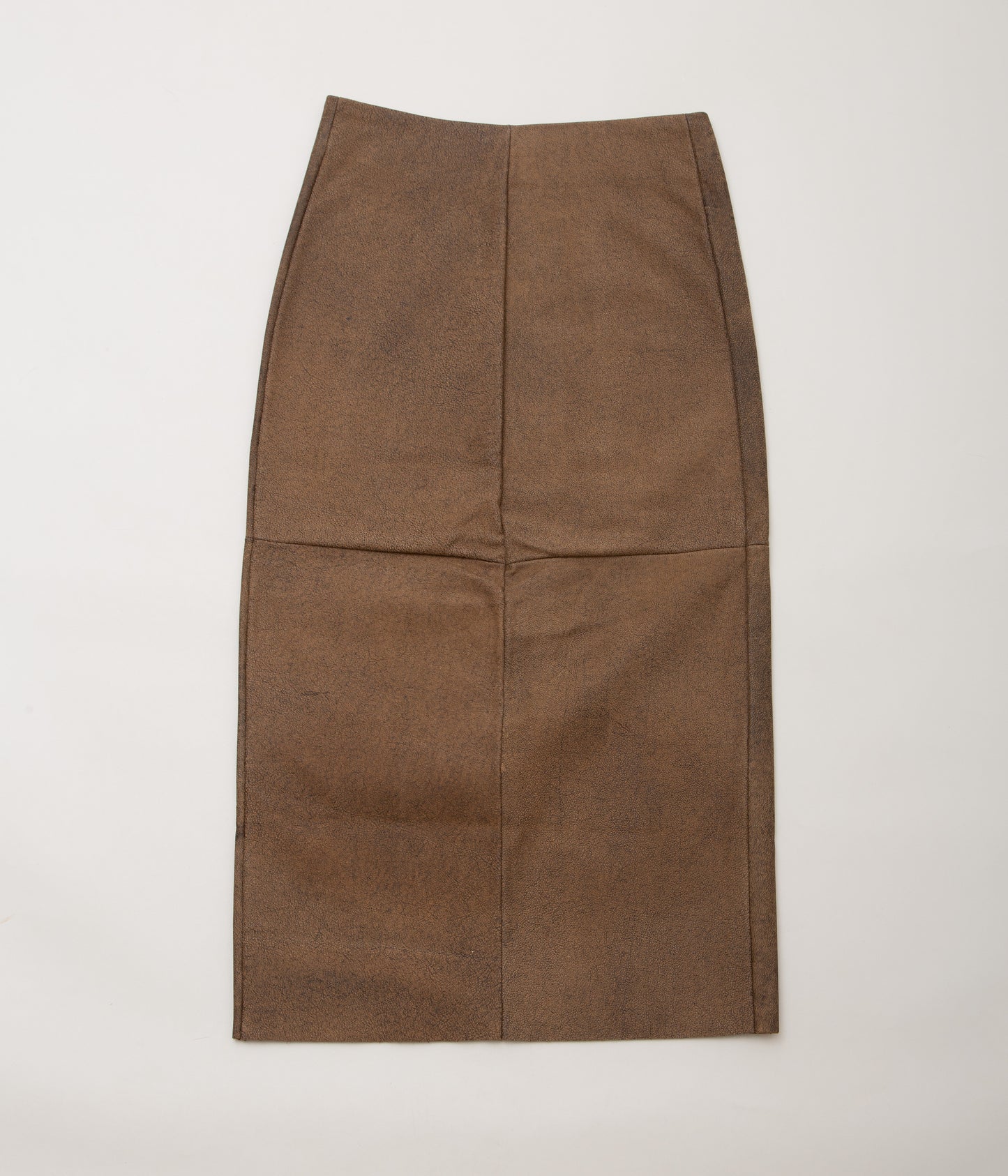 GABRIELA COLL GARMENTS ''NO.296 LEATHER PANEL SKIRT'' (BROWN LEATHER)