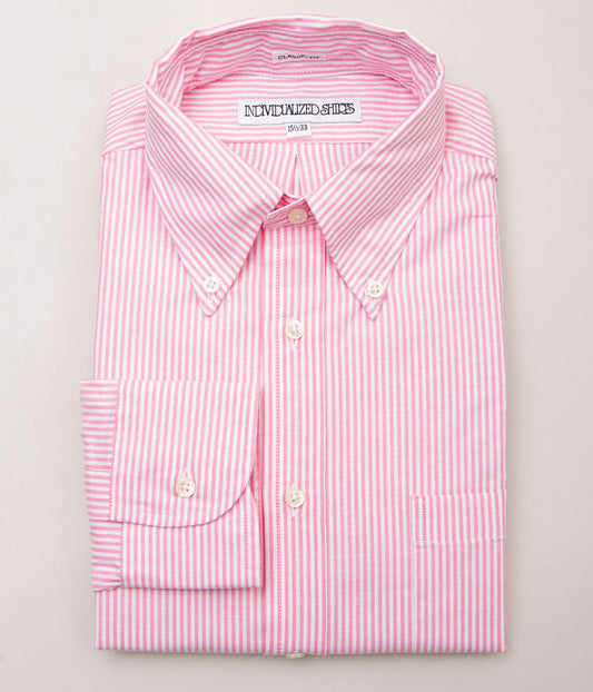 INDIVIDUALIZED SHIRTS "MILTON OXFORD CLASSIC FIT BUTTON DOWN SHIRT"(PINK STRIPE)