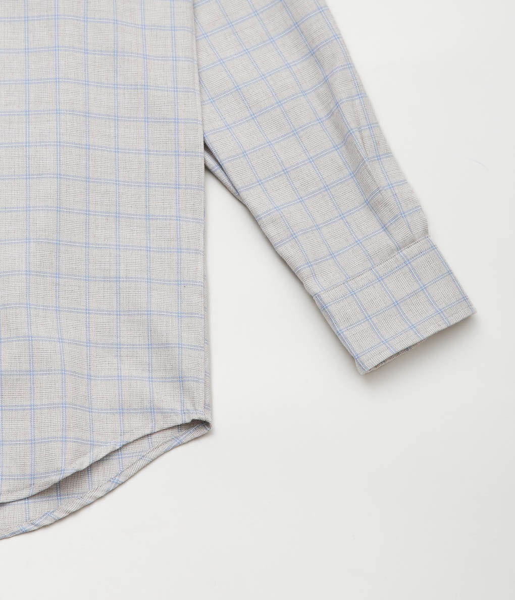 INDIVIDUALIZED SHIRTS ''HEATHER TWILL CHECK BAND COLLAR SHIRT'' (BEIGE×BLUE)