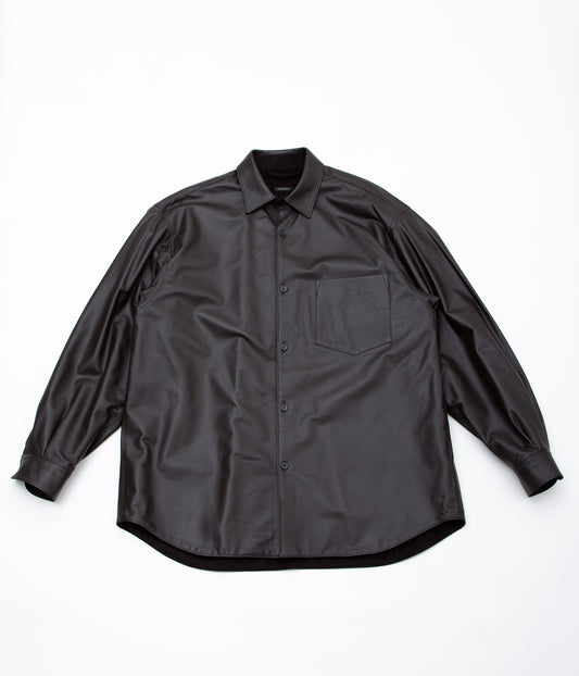 COMOLI "Sheepskin shirt jacket" (BROWN)