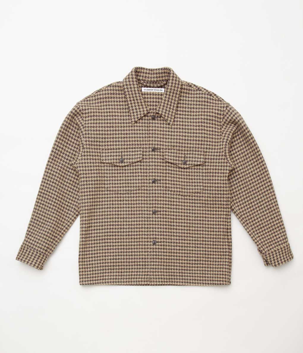 OLDMAN'S TAILOR ''UTILITIY SHIRT'' (HOUNDS TOOTH BROWN)