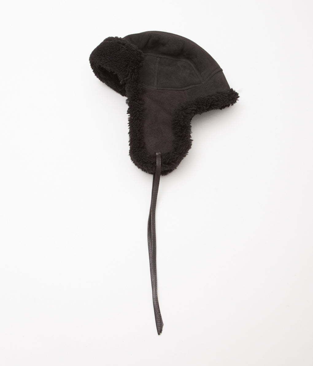 CAWLEY ''SUEDE BACK CURLY HAIR TRAPPER HAT'' (CHOCOLATE SUEDE)