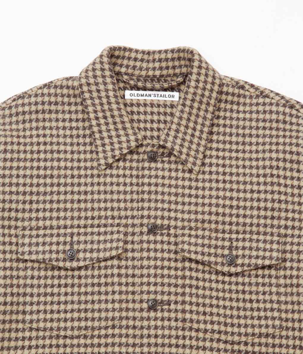 OLDMAN'S TAILOR ''UTILITIY SHIRT'' (HOUNDS TOOTH BROWN)