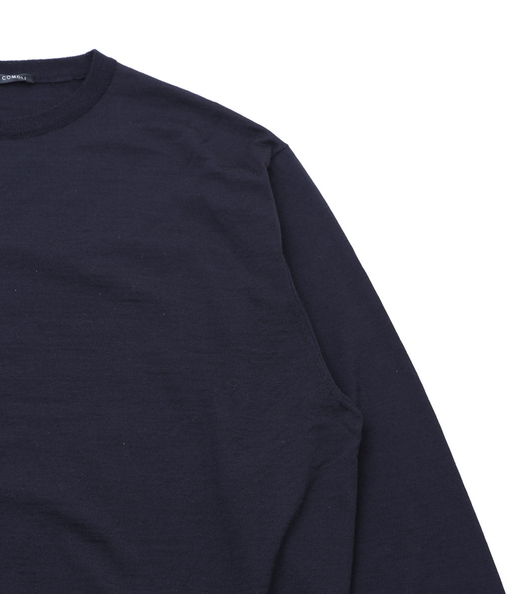 COMOLI ''Wool Crew Neck Knit'' (NAVY)