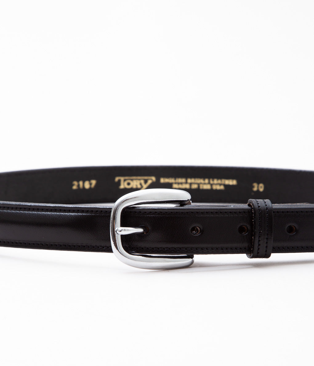 TORY LEATHER ''2167 CLASSIC BRIDLE LEATHER RAISED BELT'' (BLACK/NICKLE