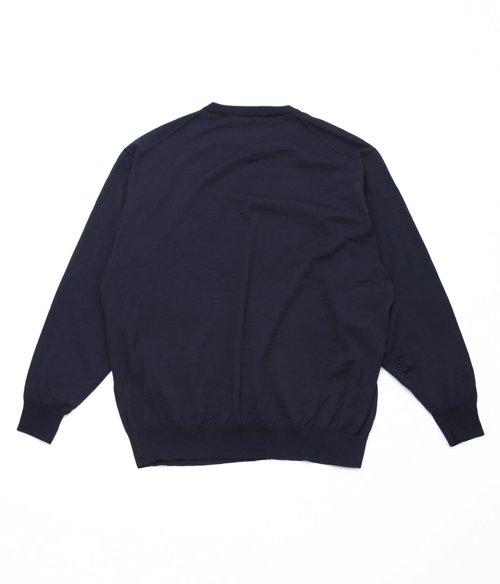 COMOLI ''Wool Crew Neck Knit'' (NAVY)