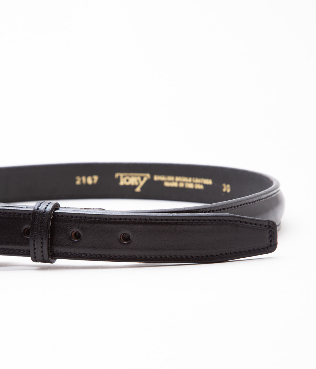 TORY LEATHER ''2167 CLASSIC BRIDLE LEATHER RAISED BELT'' (BLACK/NICKLE)