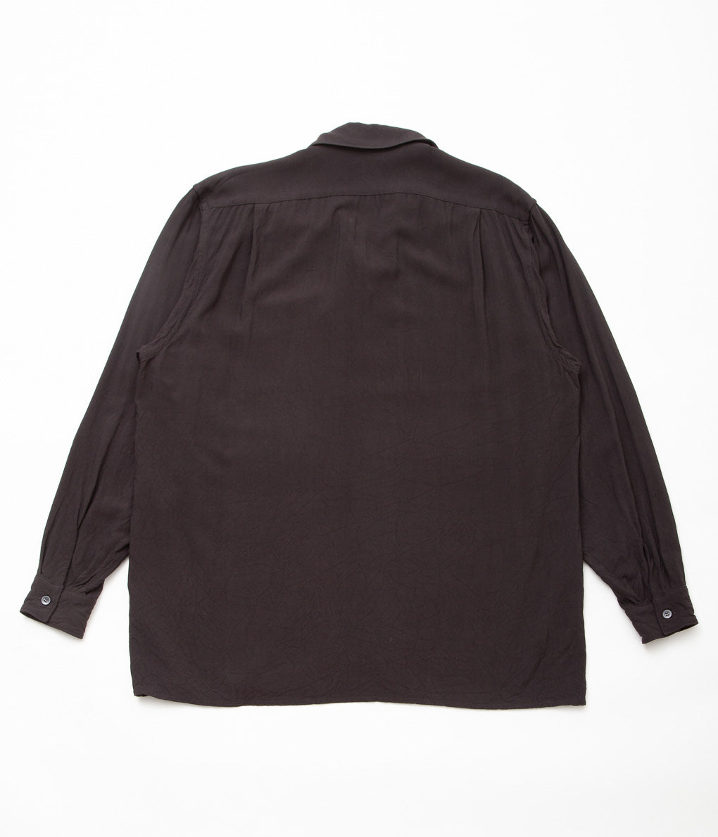 COMOLI''レーヨン オープンカラーシャツ''(BLACK)