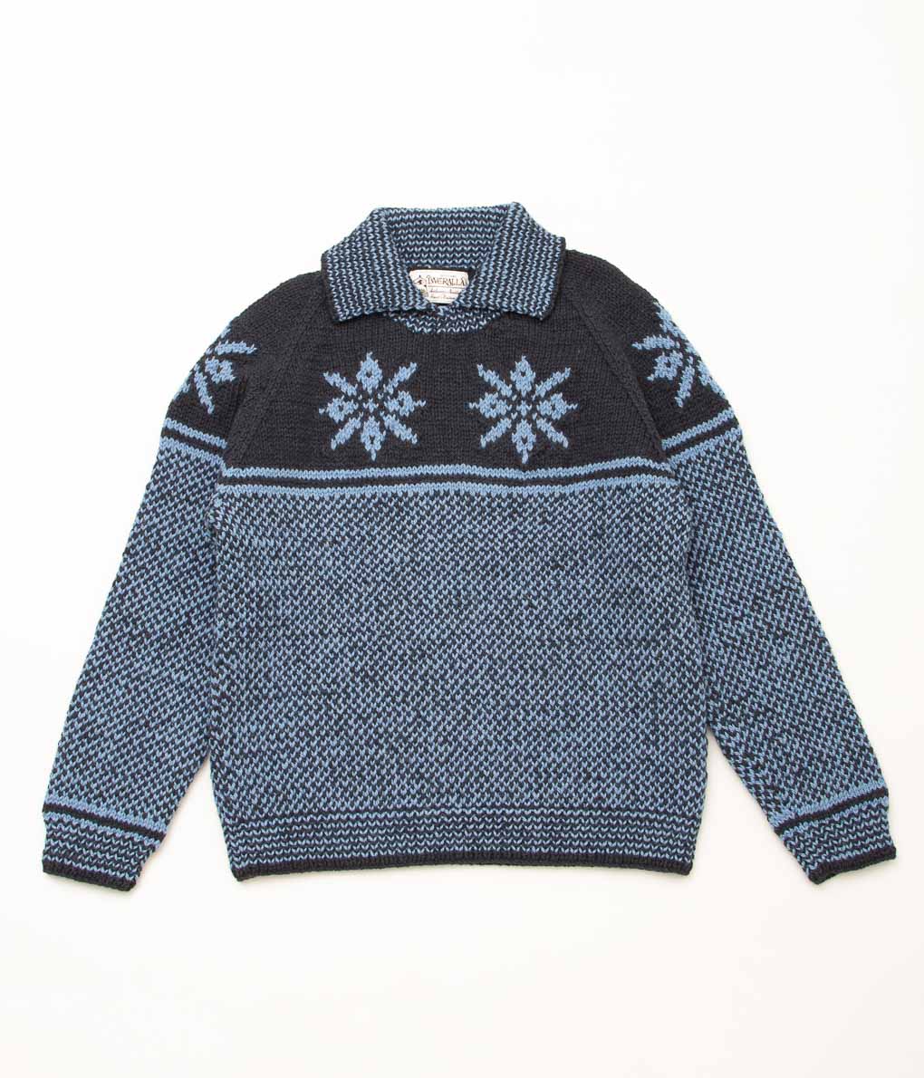 INVERALLAN "PULLOVER HAND KNIT WITH COLLAR (ARAN)" (CHARCOAL / SMOKE)