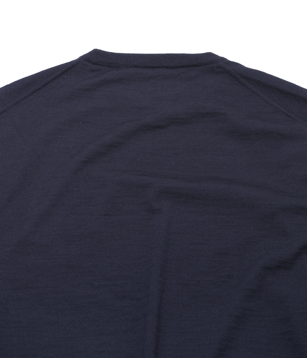 COMOLI ''Wool Crew Neck Knit'' (NAVY)