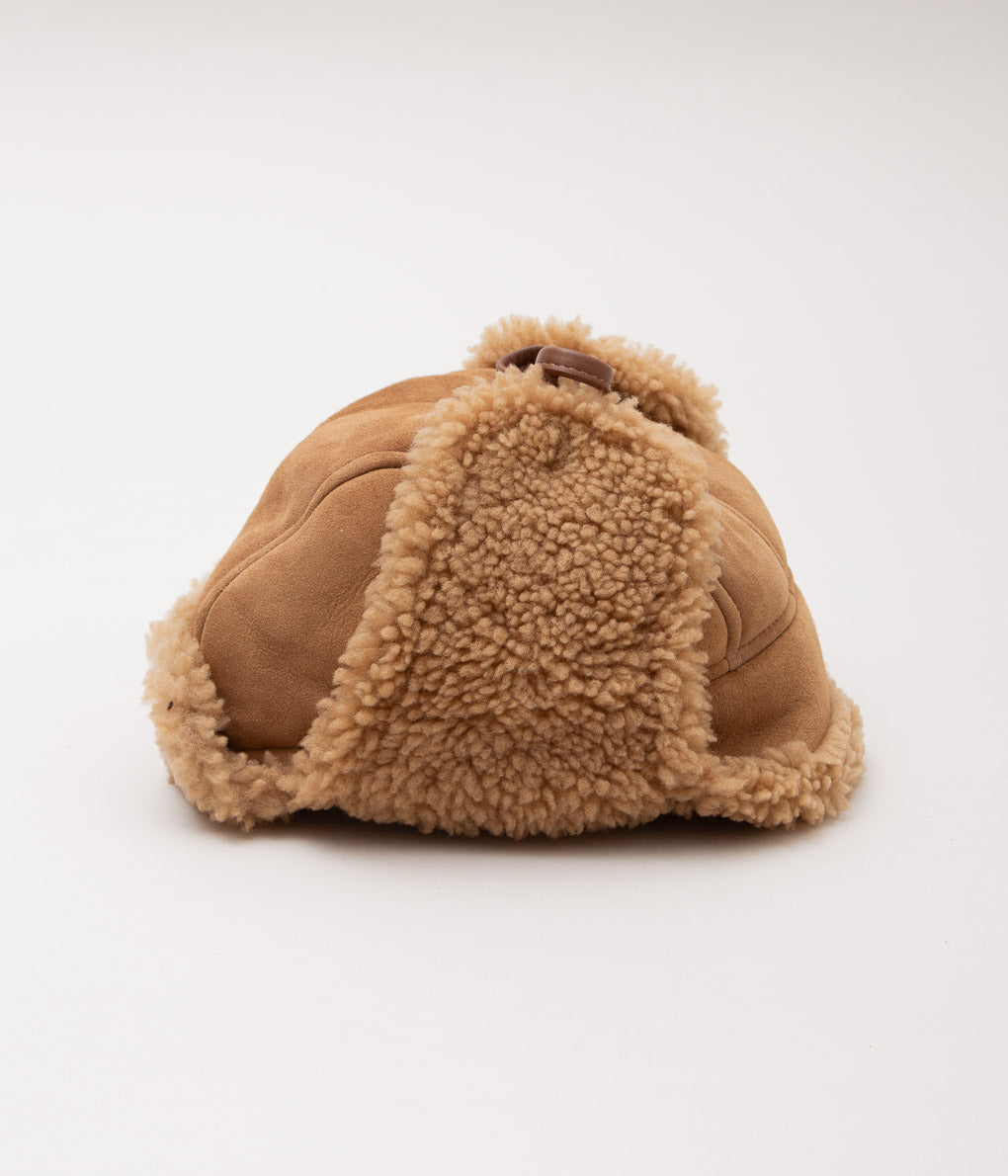 CAWLEY ''SUEDE BACK CURLY HAIR TRAPPER HAT'' (TAN SUEDE)