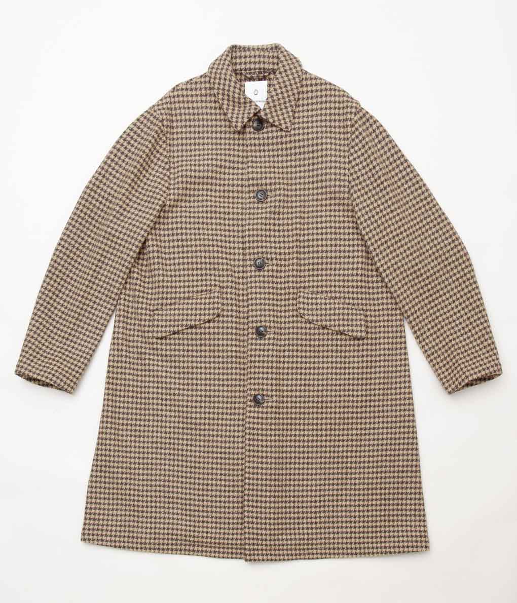 OLDMAN'S TAILOR ''SOUTEN COLLAR COAT'' (HOUNDS TOOTH BROWN)