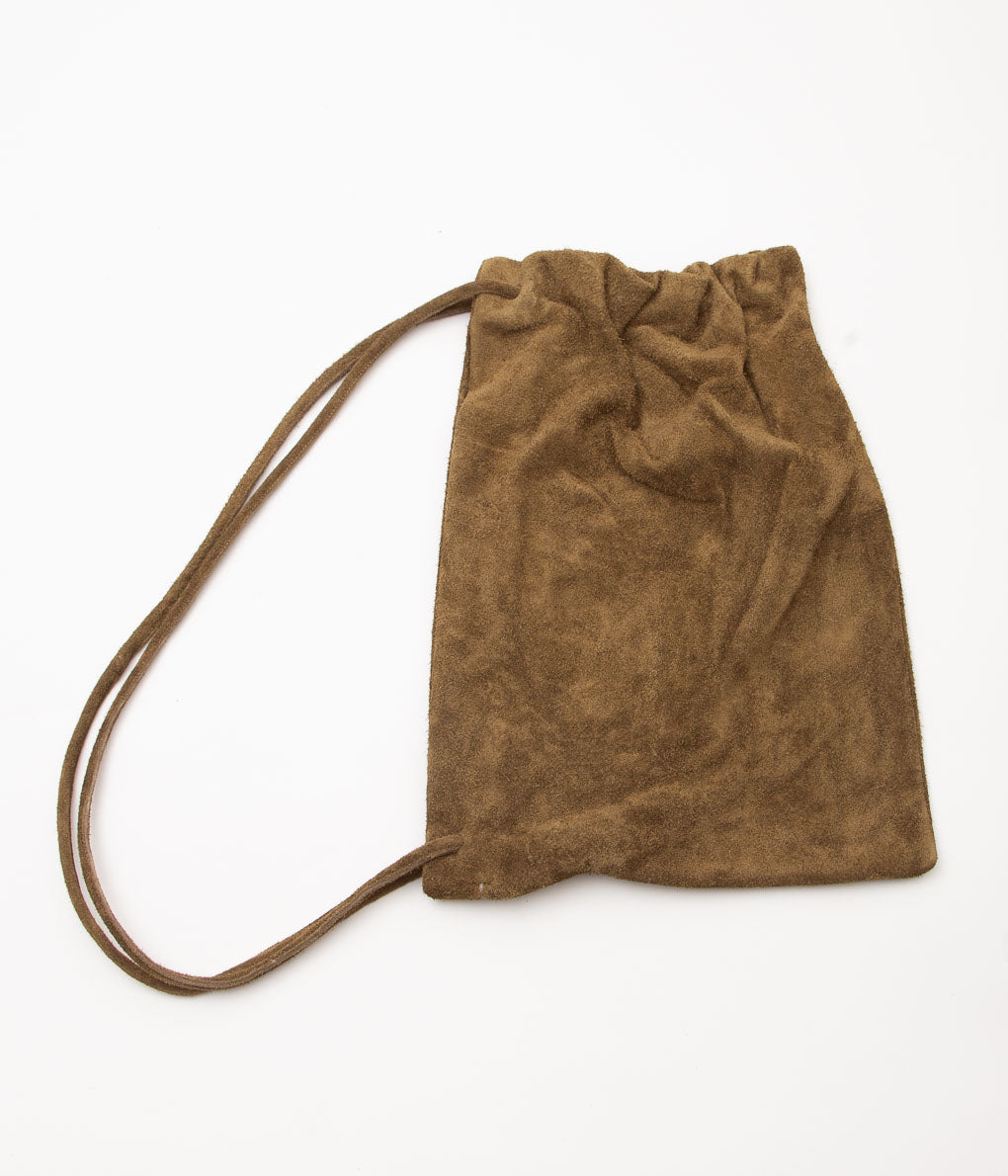 GABRIELA COLL GARMENTS ''NO.131 GATHERED CROSSED LEATHER BAG'' (BROWN SUEDE)