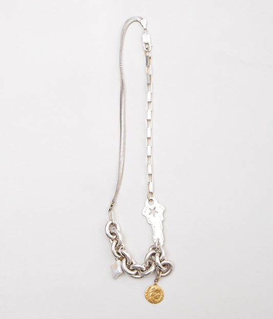 ORNAMENT&CRIME "FLASHBACK KEY & COIN CHUNKY CHOKER"(PEARL/SILVER/GOLD PLATED)