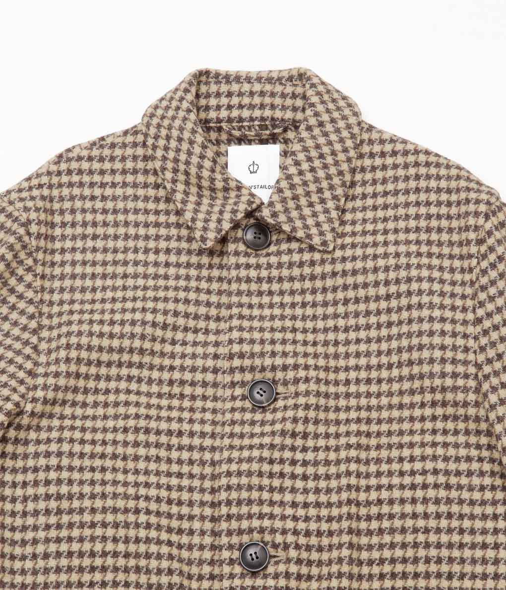 OLDMAN'S TAILOR ''SOUTEN COLLAR COAT'' (HOUNDS TOOTH BROWN)