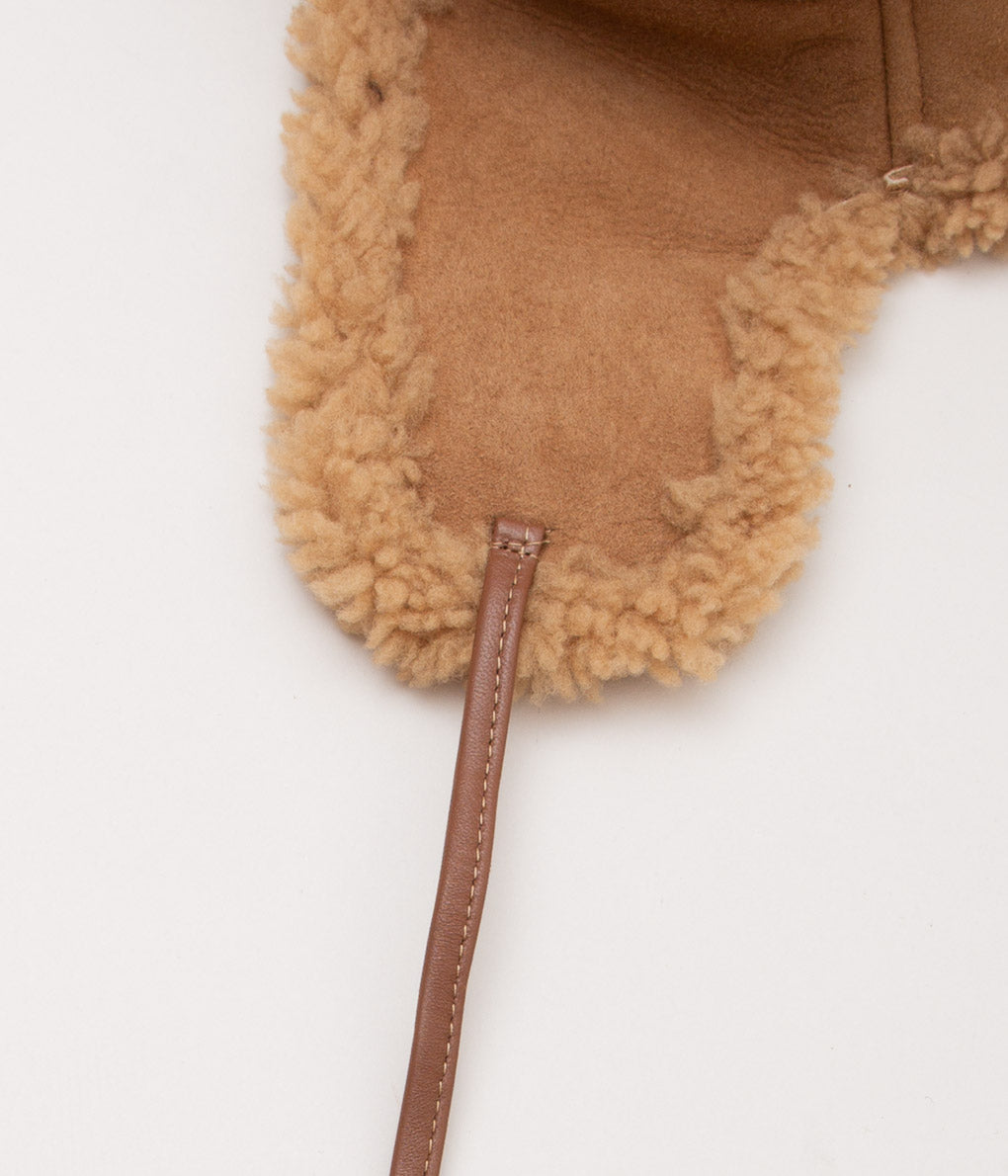 CAWLEY ''SUEDE BACK CURLY HAIR TRAPPER HAT'' (TAN SUEDE)