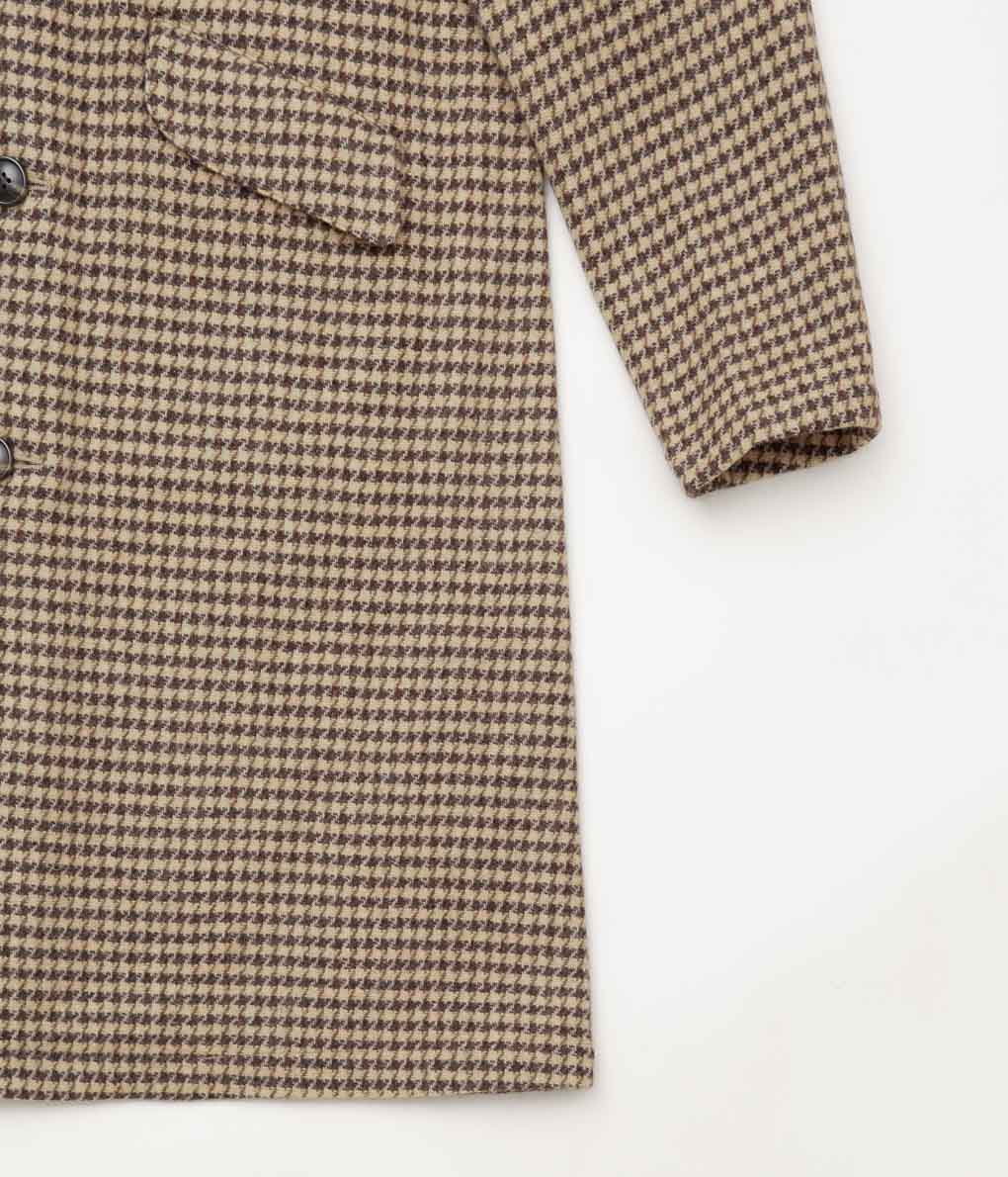 OLDMAN'S TAILOR ''SOUTEN COLLAR COAT'' (HOUNDS TOOTH BROWN)