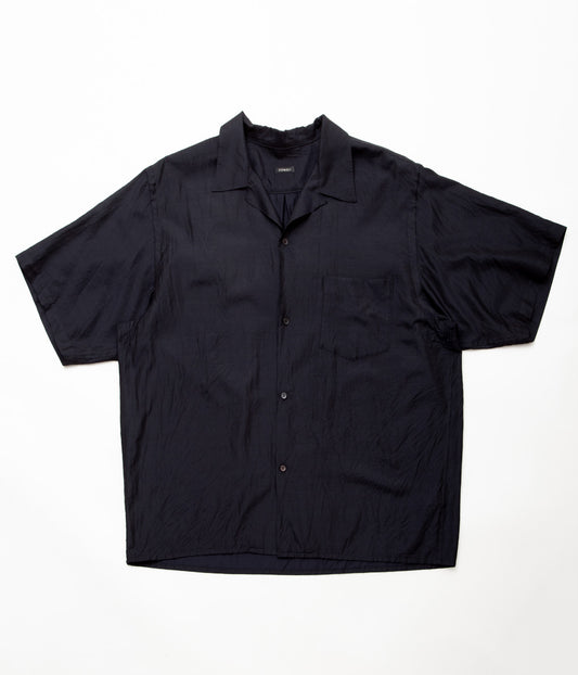 COMOLI''ウールシルク 半袖オープンカラーシャツ''(NAVY)