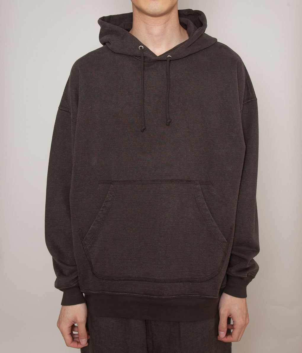 EVAN KINORI"HOODED SWEATSHIRT-ORGANIC COTTON/HEMP FLEECE"(SLATE BROWN)