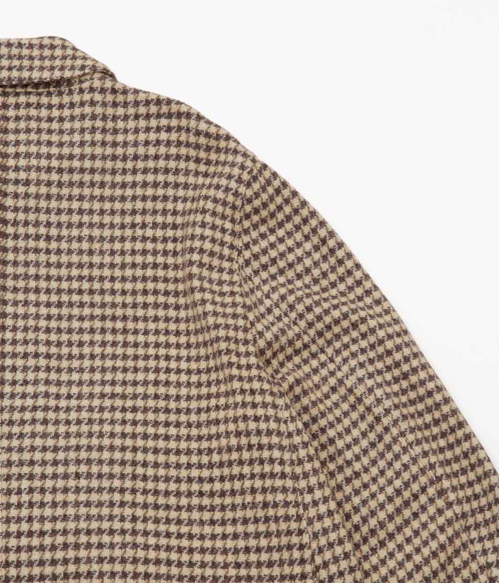 OLDMAN'S TAILOR ''SOUTEN COLLAR COAT'' (HOUNDS TOOTH BROWN)